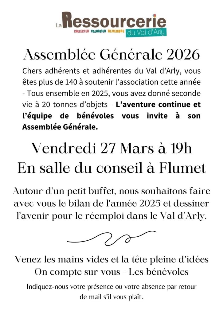 Invitation à l'assemblée générale de la Ressourcerie